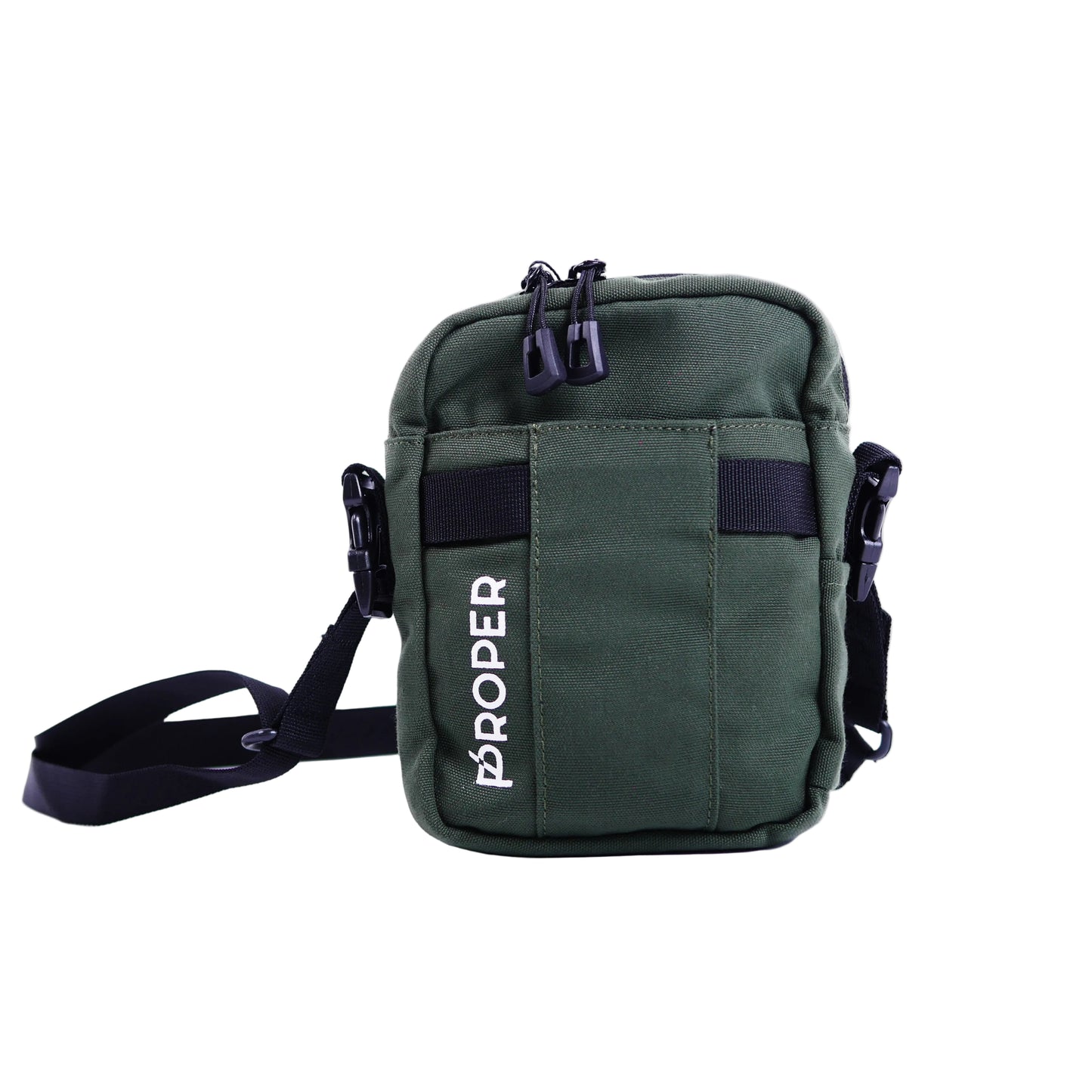 Green bag with 'PROPER' branding on a white background