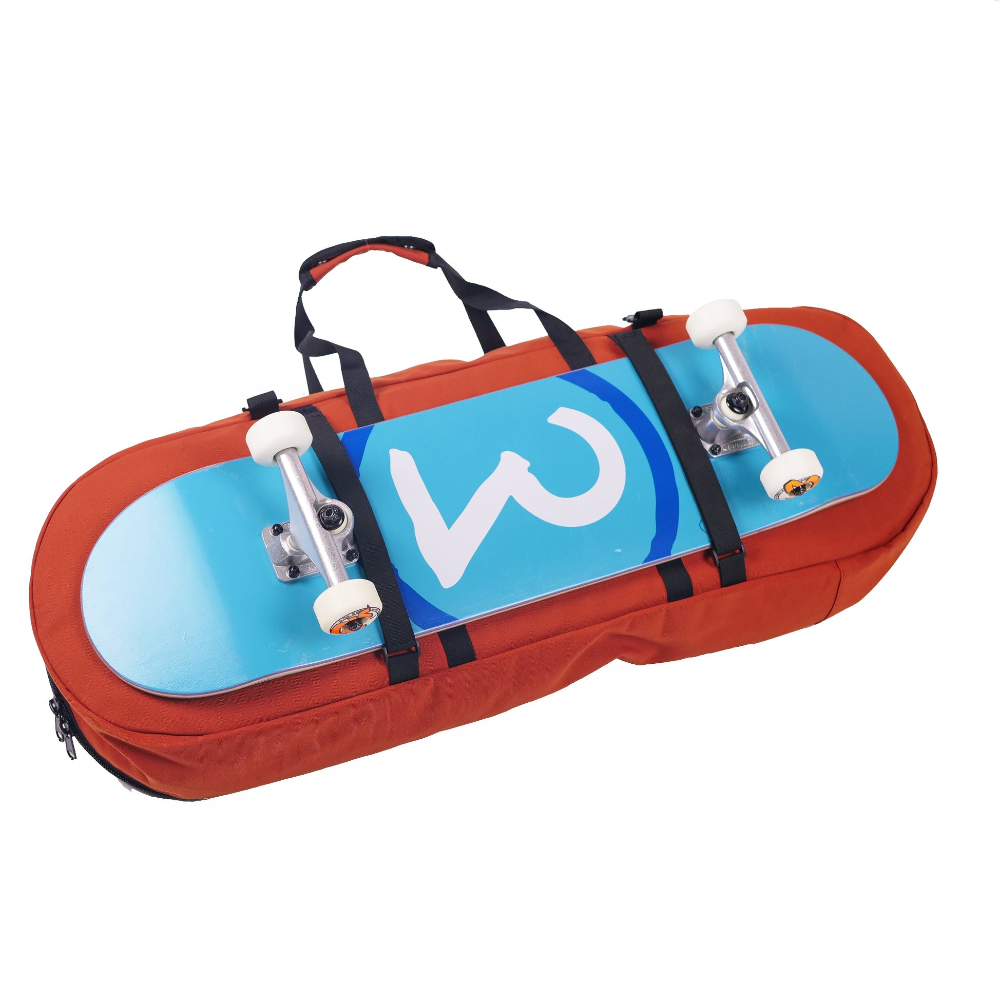 skateboard complete straps onto skateboard bag